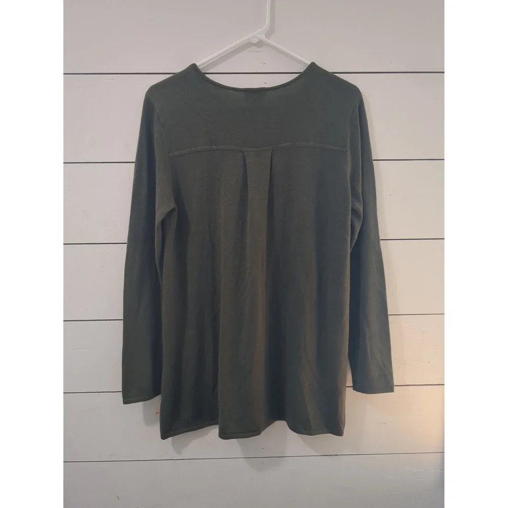 Elie Tahari L cashmere blend green tunic sweater fall winter boho coastal